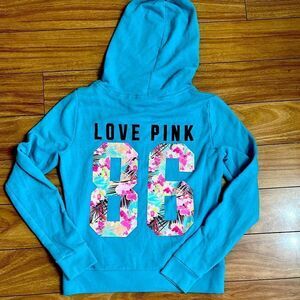 Blue Love Pink Hoodie with Floral 86